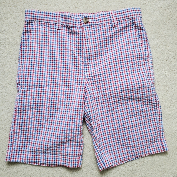 SOLD Vineyard Vines Boys Red, White And Blue Gingham Seersucker Shorts sz14 - Picture 2 of 16